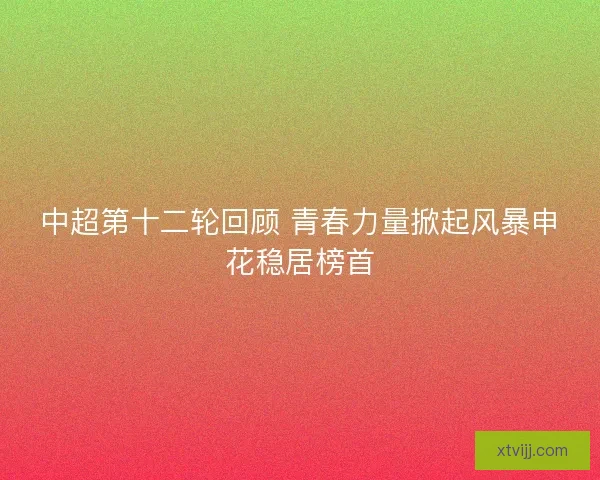 中超第十二轮回顾 青春力量掀起风暴申花稳居榜首